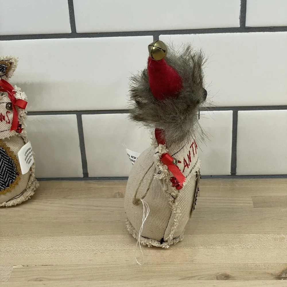 Christmas Cat Decoration Burton+Burton SANTA‎ PAWS Primitive Fabric Cat Set Of 2